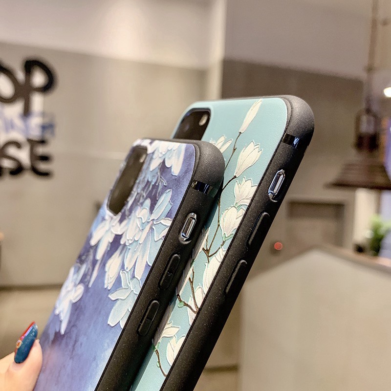 Ốp lưng điện thoại TPU mềm họa tiết Magnolia cho iPhone XS 11 Pro Max X XR 6 6S 7 8 Plus