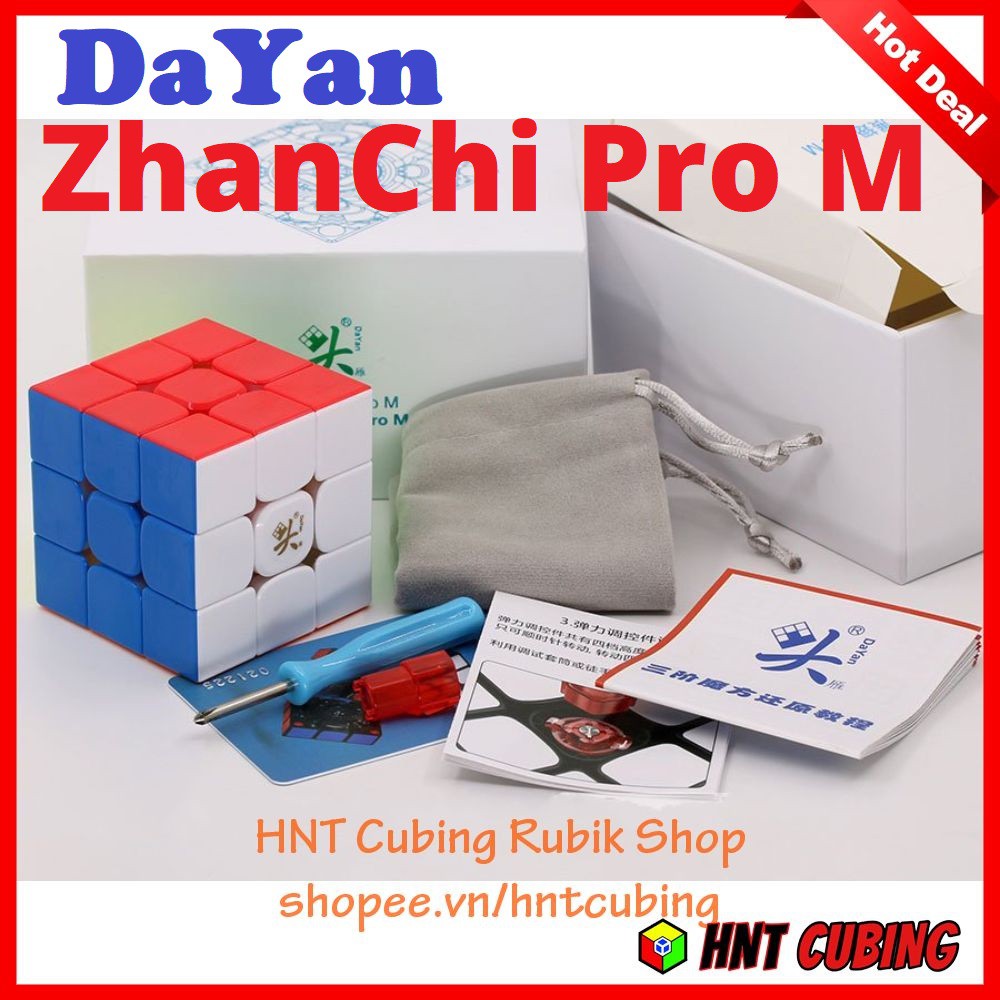 Rubik 3x3 DaYan ZhanChi Pro M 2021 - Rubik Cao Câp DaYan (Thay Đổi Được Lực Hút Nam Châm) HNT Cubing