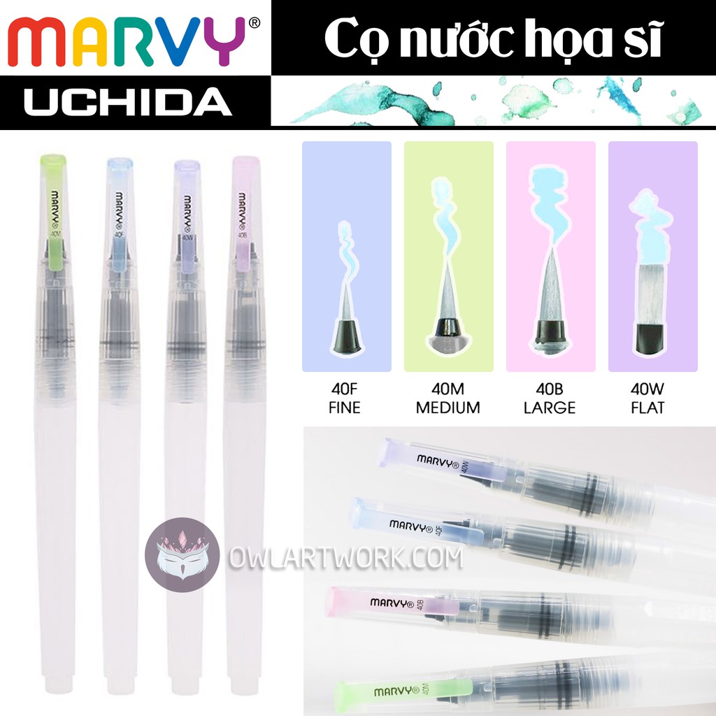 Cọ Nước WaterBrush Vẽ Màu MARVY UCHIDA Đầu Tròn