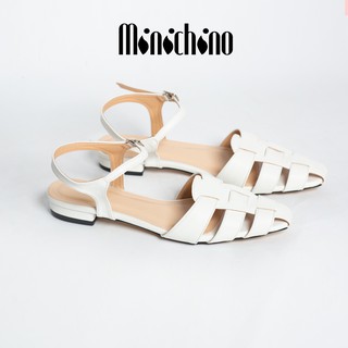 Giày sandal nữ MINICHINO mũi nhọn dáng slingback thời trang đế cao 1.5p chuẩn size 35-40 màu Đen