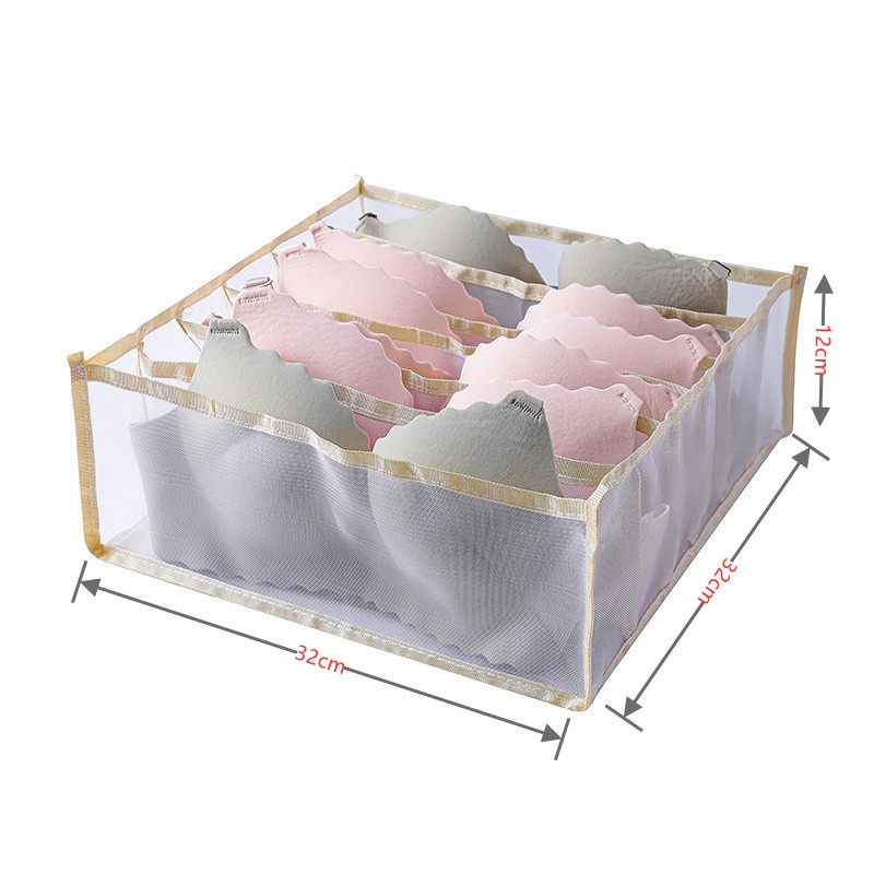 Hộp đựng đồ lót/vớ bằng vải lưới trong suốt có thể gấp lại tiện dụng cho gia đình