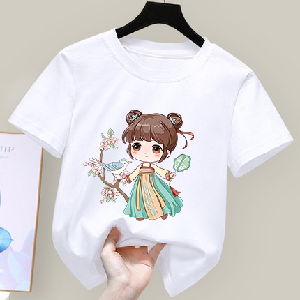 áo bé gái Áo Thun Cotton Nhẹ In Họa Tiết Hoạt Hình Dễ Thương Cho Bé Gái 12 Tuổi