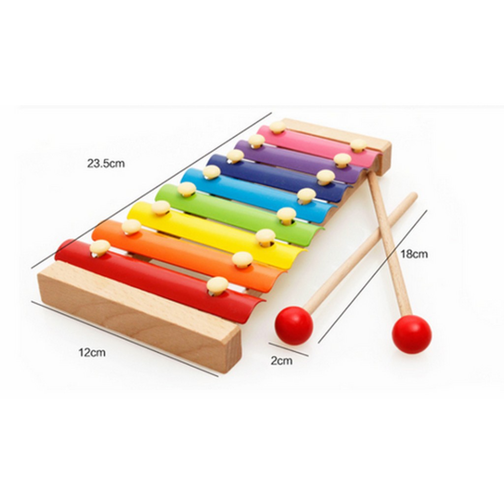 Đồ chơi Đàn Piano Xylophone gỗ 8 thanh quãng - Mua kèm đồng hồ gỗ và sâu gỗ giá sốc