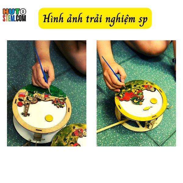 Đèn Lồng Trung Thu Bằng Gỗ, DIY, Tự Trang Trí Đầy Màu Sắc Dành Cho Bé, Tặng Kèm Màu, Cọ