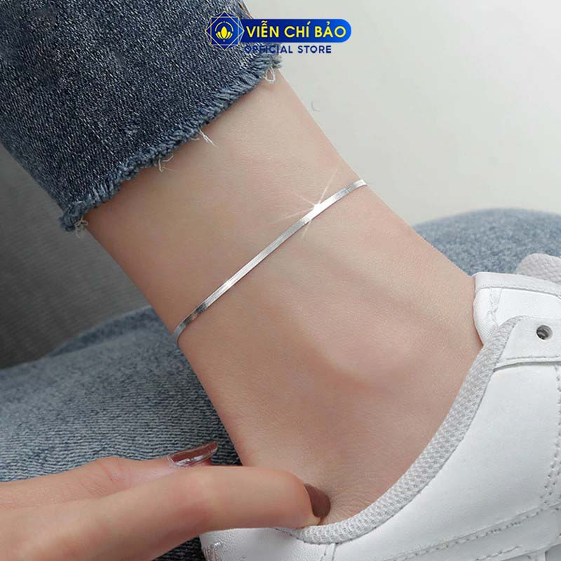 Lắc chân nữ basic trơn chất liệu bạc 925 thời trang phụ kiện trang sức nữ thương hiệu Viễn Chí Bảo L400664