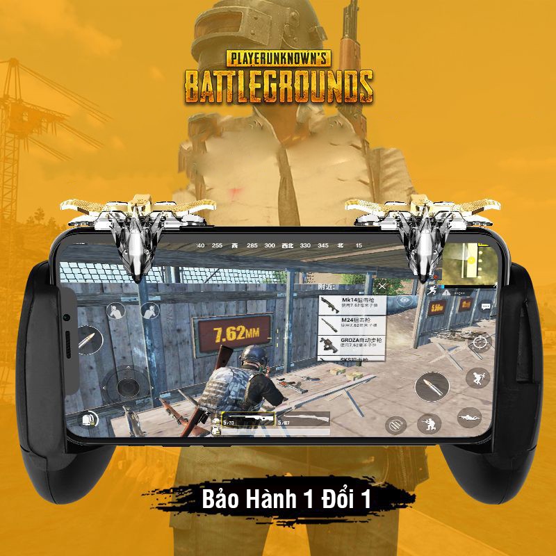 Bộ 2 nút bấm chơi game sinh tồn thép loại trong suốt 4 ngón điều khiển khi chơi trên mobile Chammart