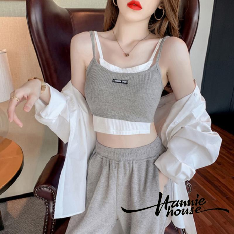 Áo Hai Dây Cổ Chữ U Giả Hai Mảnh Màu Sắc Thời Trang Mùa Hè Cho Nữ