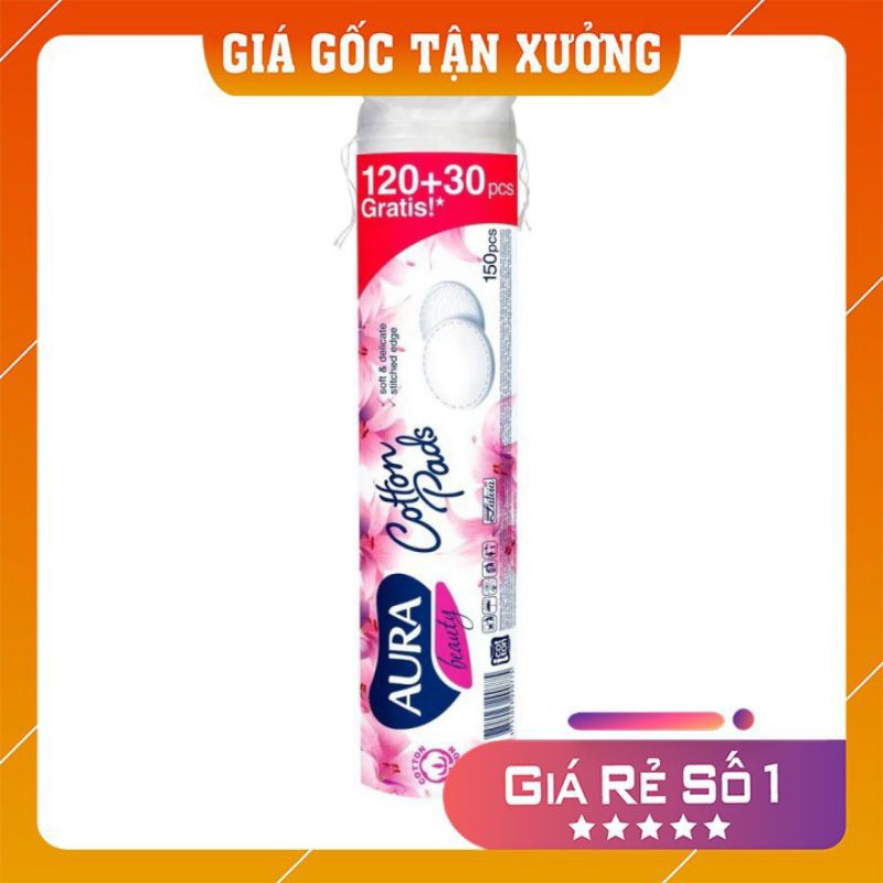 Bông Tẩy Trang Aura 150 Miếng 100% Cotton