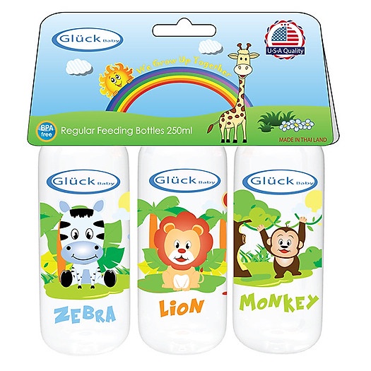 Bộ 3 bình sữa nhựa PP Gluck Baby 250ml