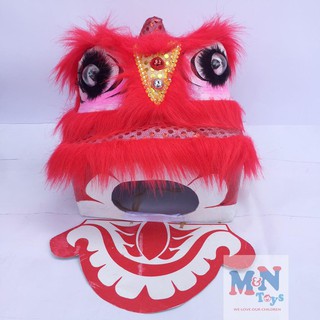 Đầu lân, đầu sư tử vuông trung thu có đèn 25cm x 25cm x 24cm - màu Đỏ