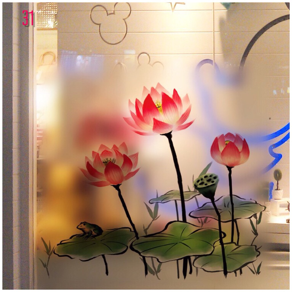 COMBO 2 tấm Decal dán kinh cao cấp 60x58cm ( ib chọn mẫu )