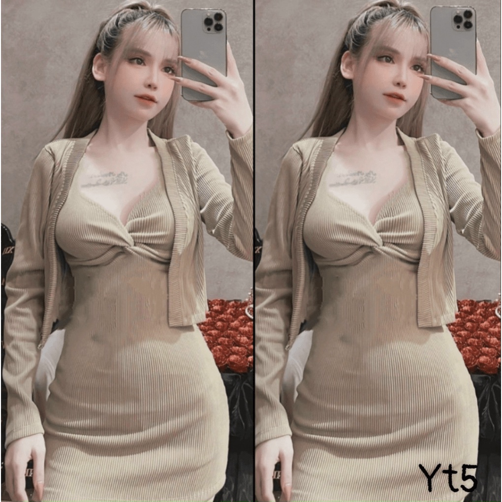 MẪU HOT ĐẦM BODY THUN GÂN CHÉO NGỰC KHOE DÁNG CỰC ĐỈNH PU