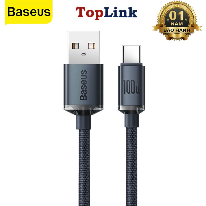 Cáp Sạc Siêu Nhanh USB to Type-C 100W Baseus CAJY0004 Crystal Shine Series Fast Charging - TopLink