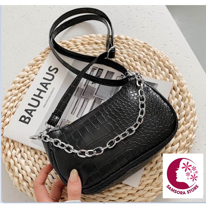 Túi kẹp nách nữ hàng hiệu chuẩn hàn phối xích bạc năng động  TDC2104