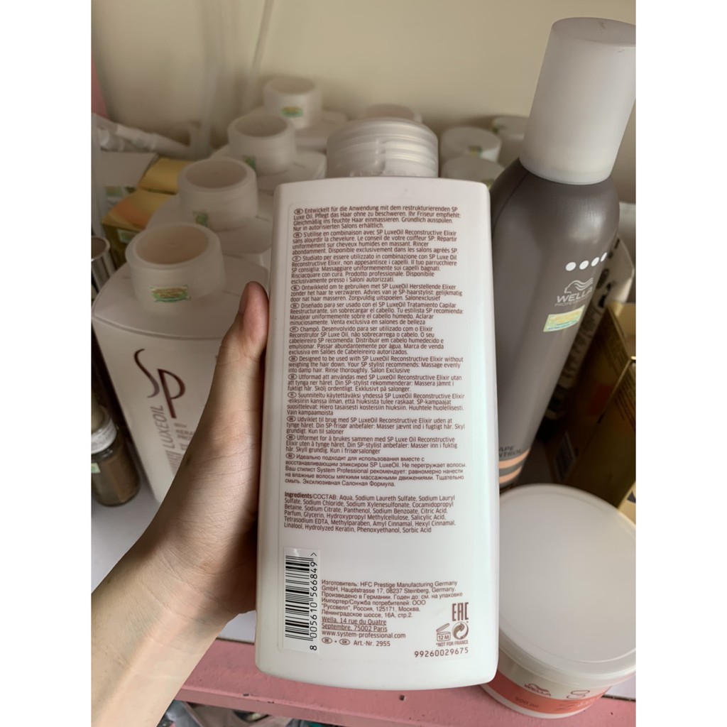 Dầu Gội hoặc Dầu xả Wella Sp Luxe Oil Keratin Phục Hồi Tóc Hư Tổn 1000ml