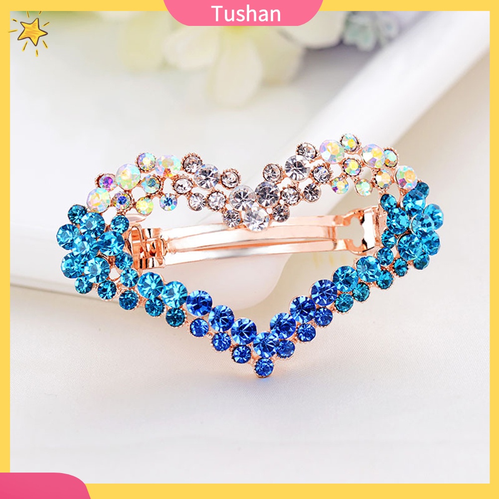 Kẹp tóc đính đá hình trái tim