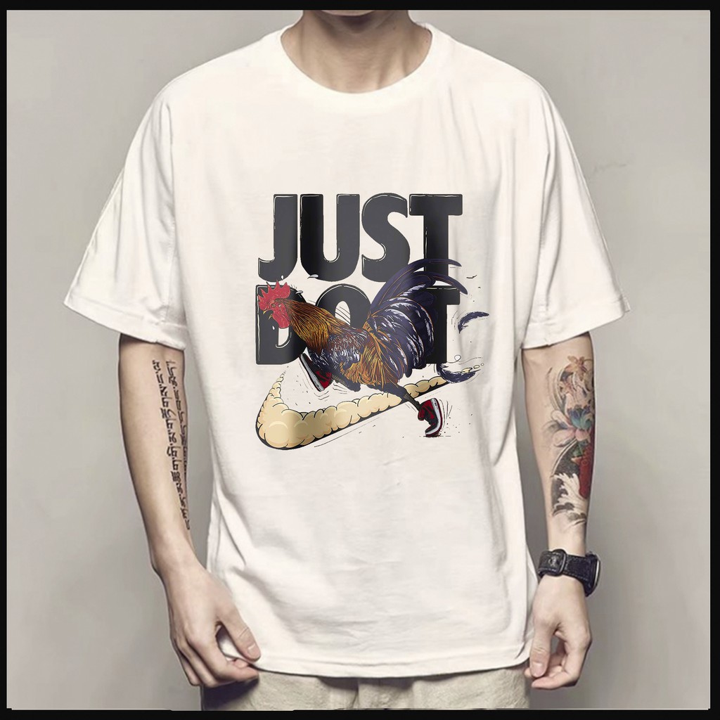 Áo Thun Unisex Vải Cotton Ngắn Tay Hình JUST DO IT