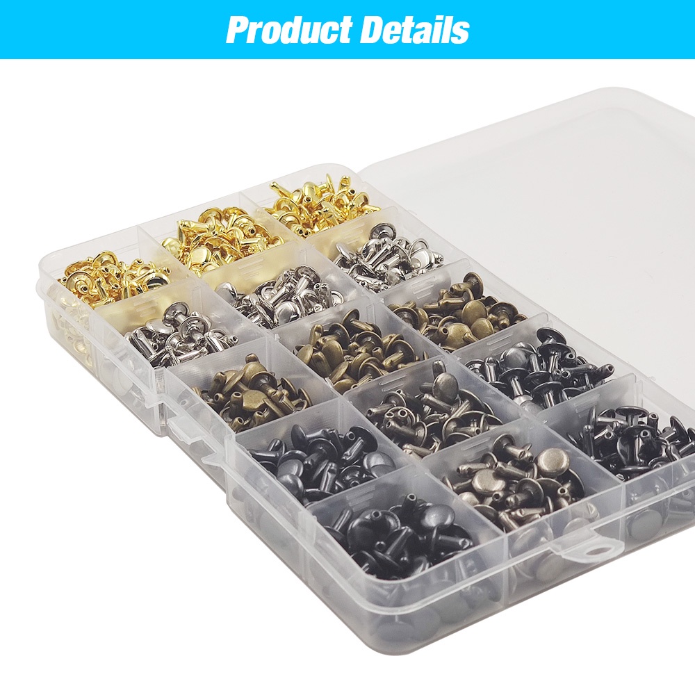 Đinh Tán Tròn 6 / 8mm Bằng Kim Loại Chuyên Dụng Cho Đồ Da / Giày Dép / Thắt Lưng