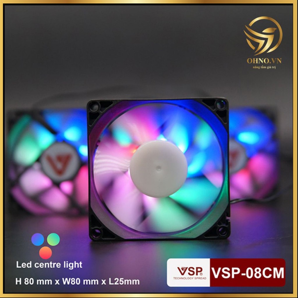 Quạt Tản Nhiệt Thùng Máy Vi Tính V-08CM LED (8cm) Bộ Tản Nhiệt Khí Chất Lượng Cho Case PC - OHNO VIỆT NAM