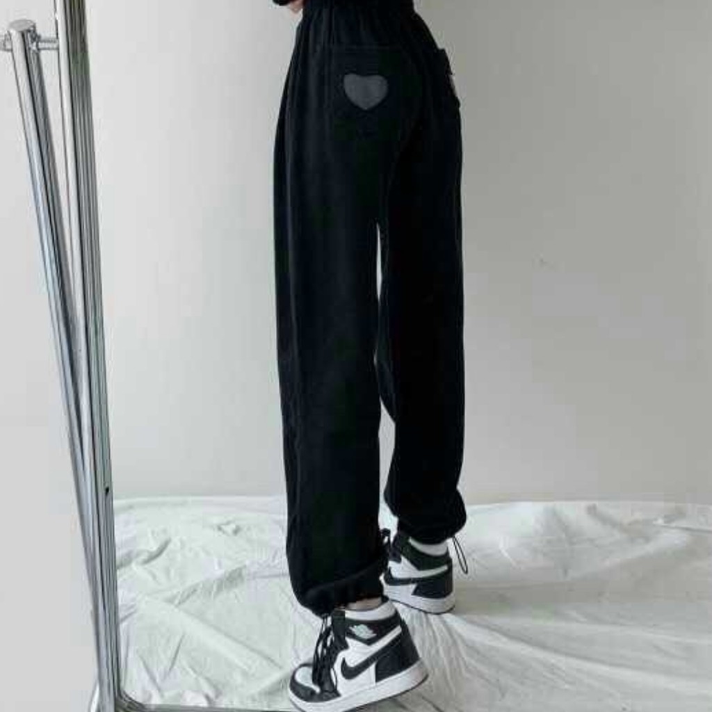 Quần Jogger Nữ Ống Rộng Có Bo Chất Kate Mềm Mịn Thiết Kế Tim Sau Cực Chất | BigBuy360 - bigbuy360.vn