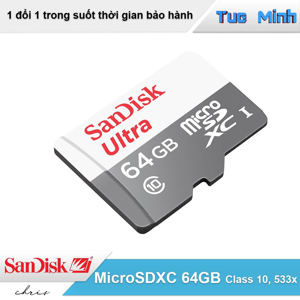 W Thẻ nhớ MicroSDXC 64GB SanDisk Ultra Class 10 533x 80MB/s 4 62