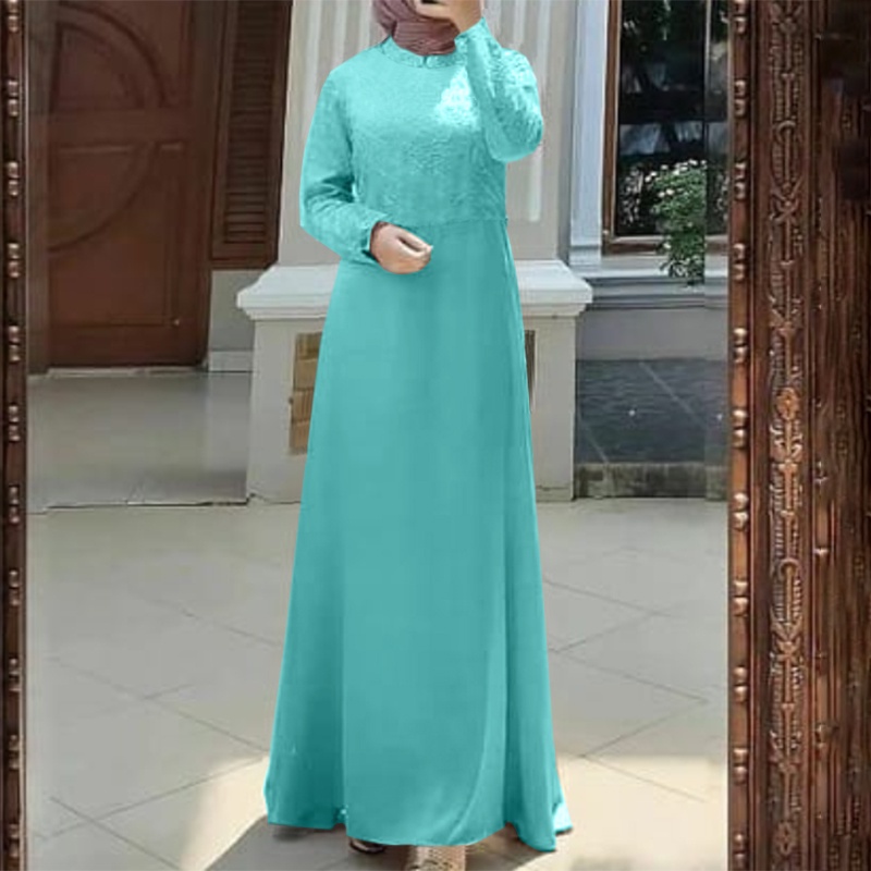 Zanzea Đầm Maxi Dài Tay Phối Ren Phong Cách Hồi Giáo Cho Nữ
