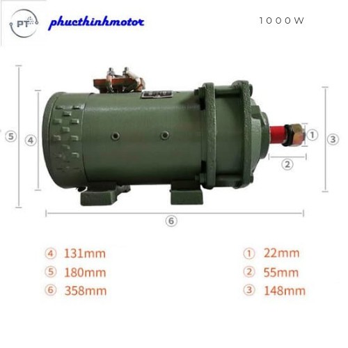 Động cơ chổi than 48V-60V/1000w xe ba bánh, bốn bánh