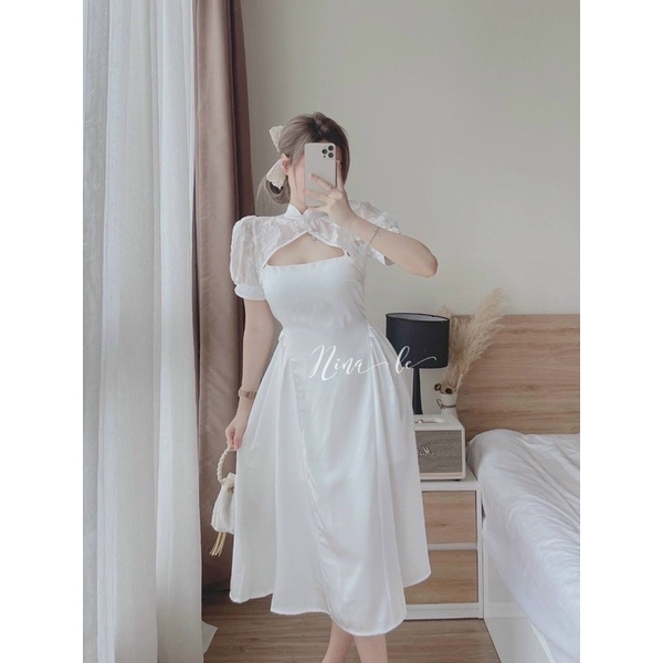 đầm midi siêu phẩm form dài tôn dáng tôn eo tôn da cho bạn gái diện noel đơn giản lịch sự xinh tươi