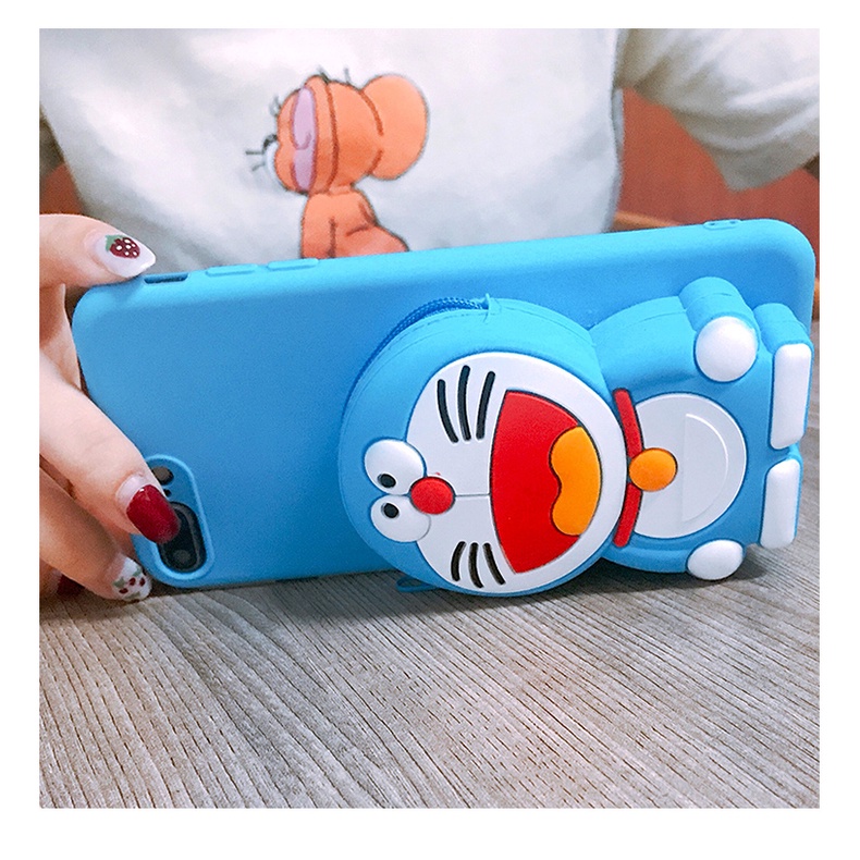 Ốp Điện Thoại Kèm Ví Hình Doremon Pikachu + Dây Đeo Cho OPPO A83 A91 A92 A93 A9 A5 2020 A94 F11 PRO FIND X2 X3 PRO A16K
