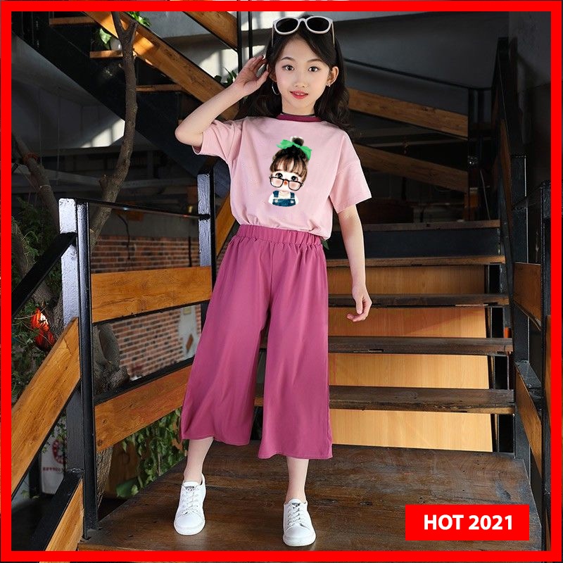 Set bé gái quần ống rộng HOT 2021 cho bé gái từ 2,3,4,5,6,7,8,9,10,11,12,13,14,15,16 tuổi.