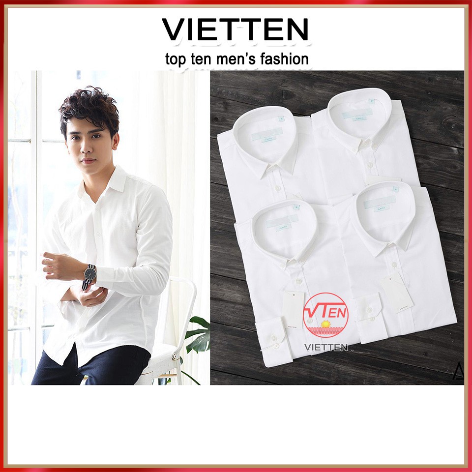 Áo sơ mi nam dài tay dáng ôm cổ bé-SMN-01