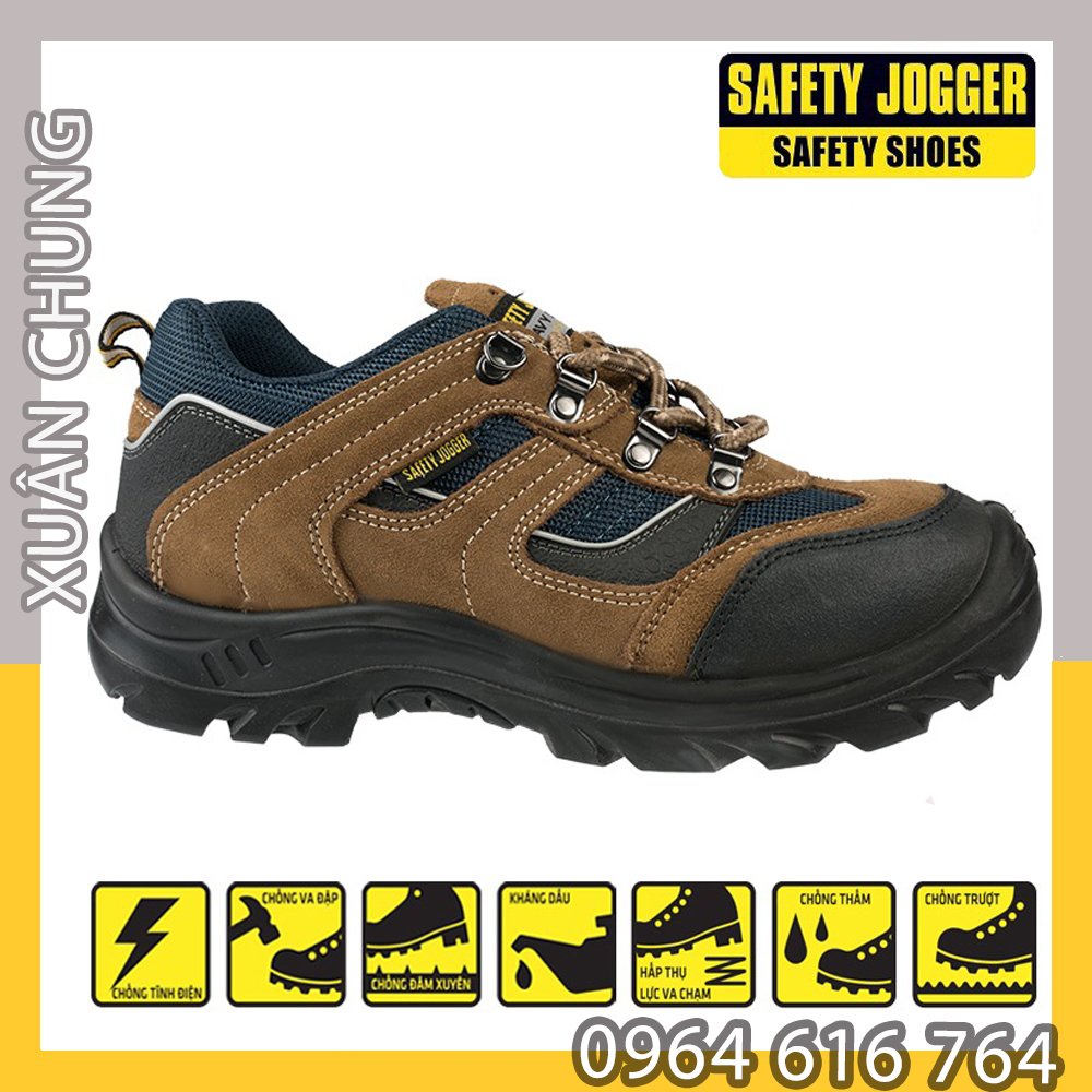 Giày bảo hộ lao động nam Jogger X2020P S3, giày bảo hộ thoáng khí, chống đinh, chống va đập
