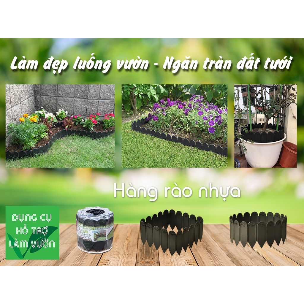 Hàng rào nhựa sân vườn dài 3 met cao 15cm, hàng rào viền vườn trồng rau