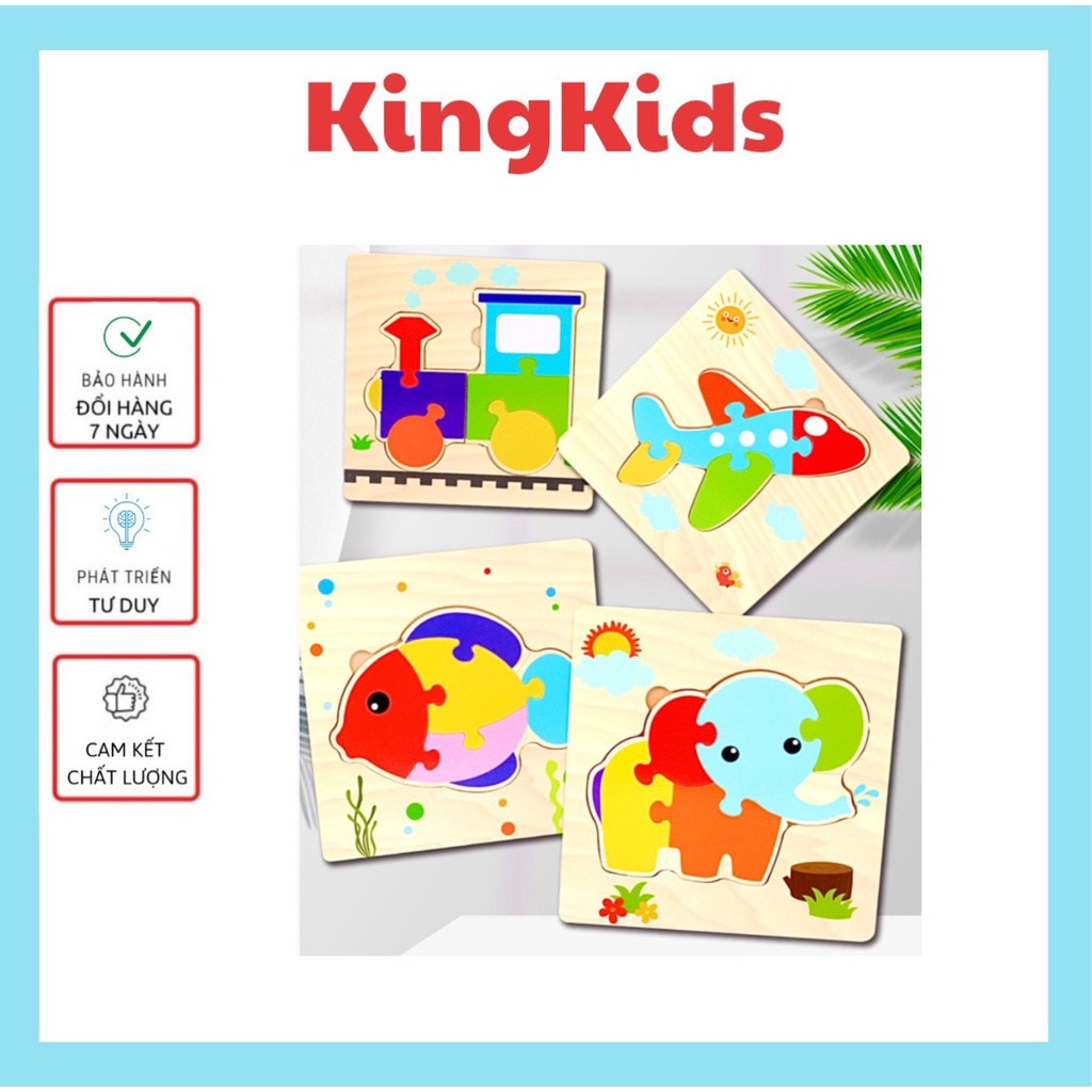 Đồ chơi xếp hình gỗ thông minh nhiều chủ đề màu sắc cho bé KingKids