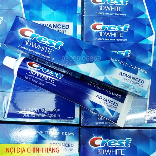 KEM ĐÁNH RĂNG CREST 3D WHITE ADVANCED WHITENING 170g