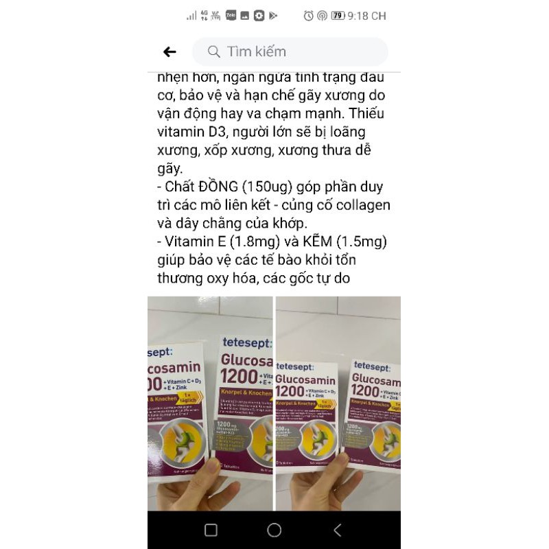 Bill kèm Glucosamin 1200 Tetesept hàng Đức