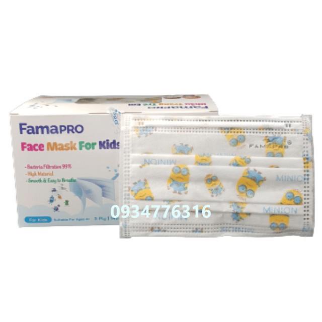 ✅ Khẩu trang y tế trẻ em kháng khuẩn 3 lớp Famapro max kid ( 50 cái /hộp )