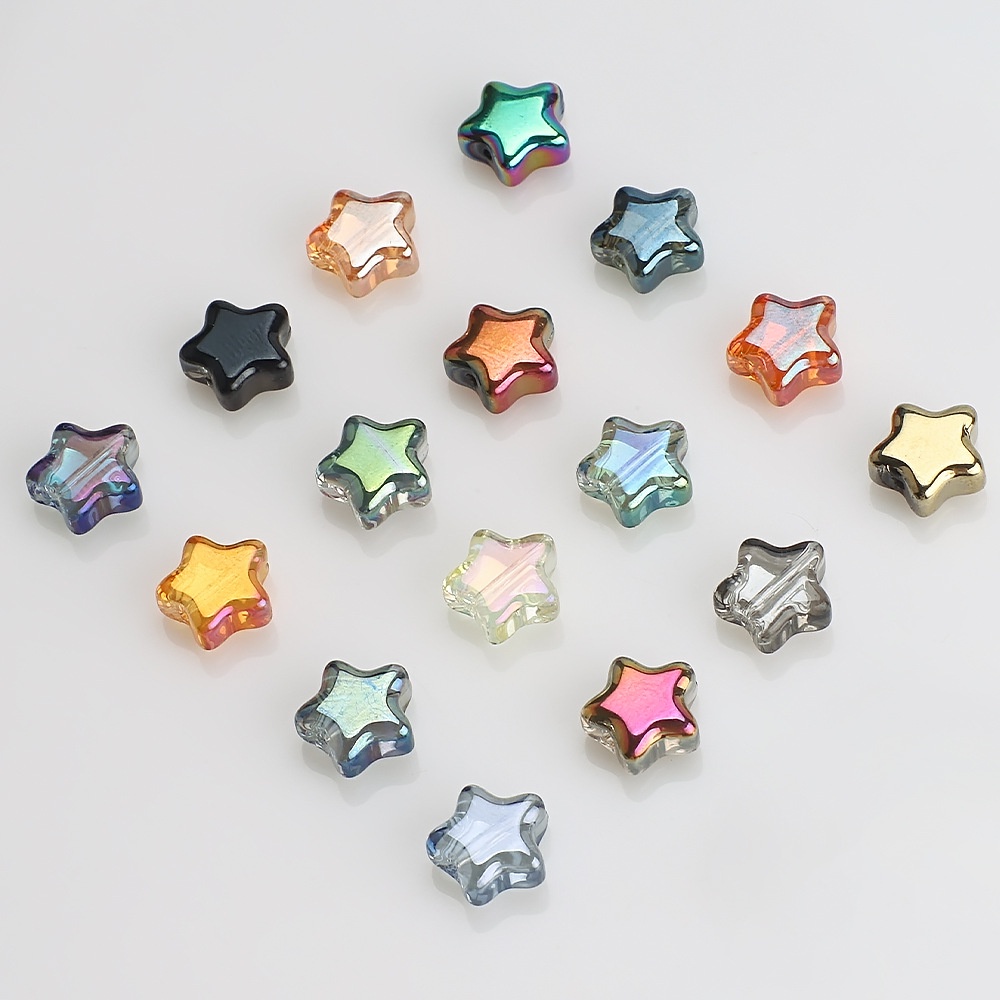 Bộ 100 Hạt Pha Lê Hình Ngôi Sao Năm Cánh Kích Thước 8mm
