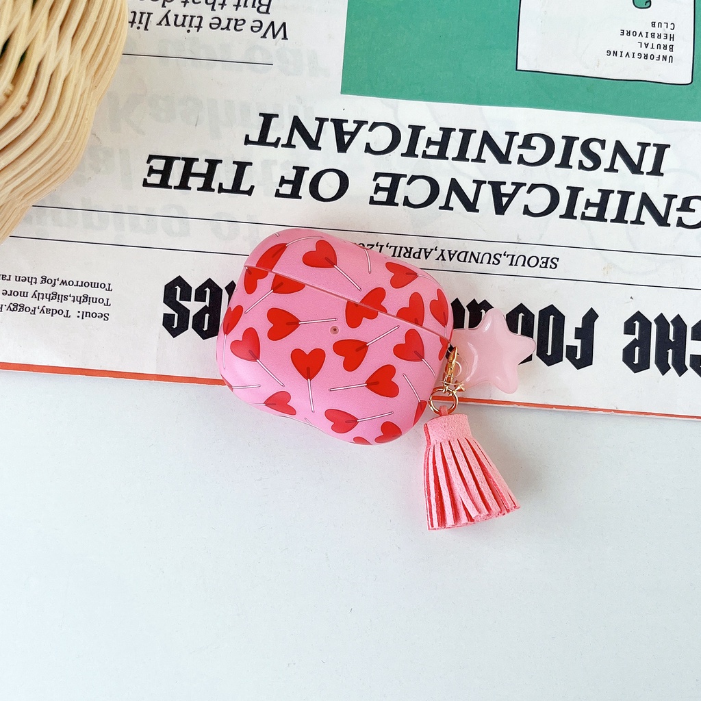 Vỏ Bảo Vệ Hộp Sạc Tai Nghe AirPods3 Pro AirPods2gen Màu Hồng Họa Tiết Trái Tim Dễ Thương 2021 Ốp