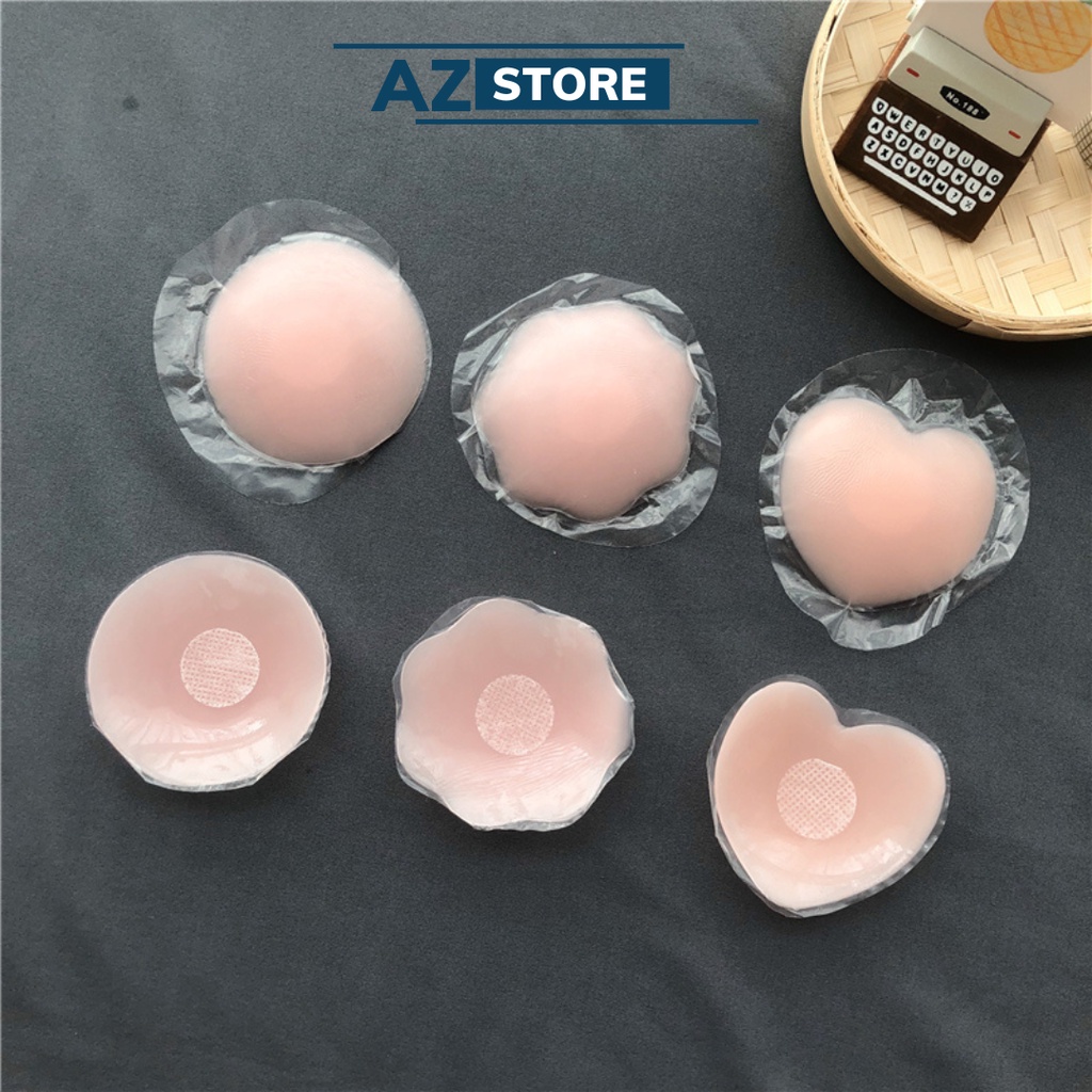 Cặp miếng dán ngực Silicon hình tròn nhũ hoa cao cấp siêu dính sử dụng nhiều lần - AZ Store
