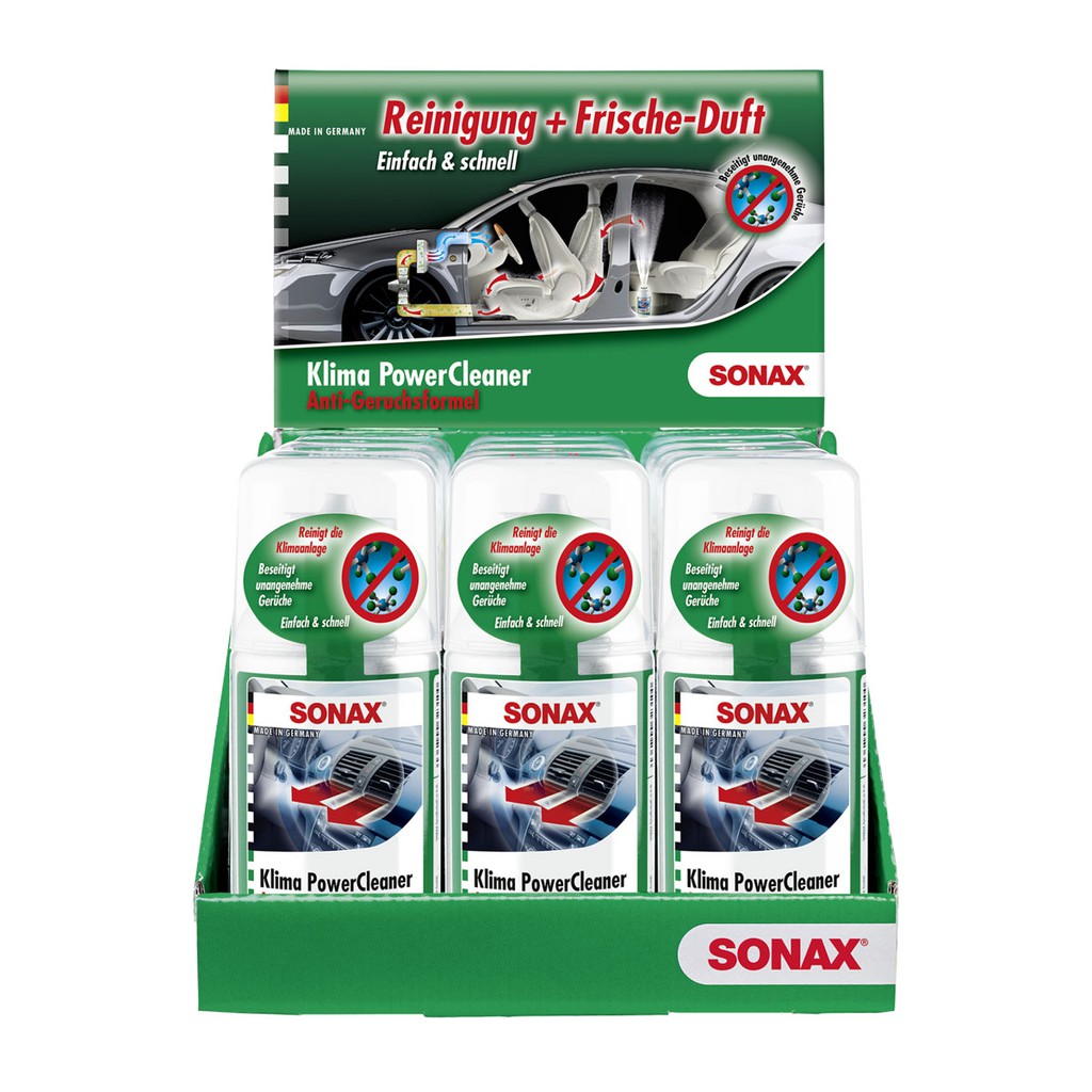 Chai Khử Mùi Diệt Khuẩn Dàn Lạnh Xe Hơi Sonax car a/c Cleaner Counter Display