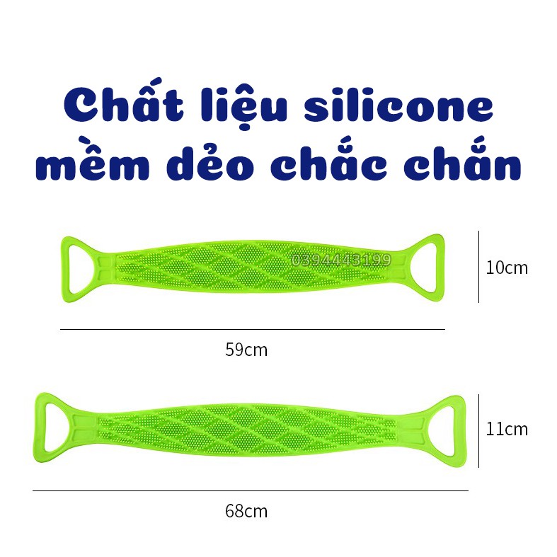 Dây tắm cọ, Chà lưng 2 mặt bằng silicone làm sạch và tẩy da chết tiện ích