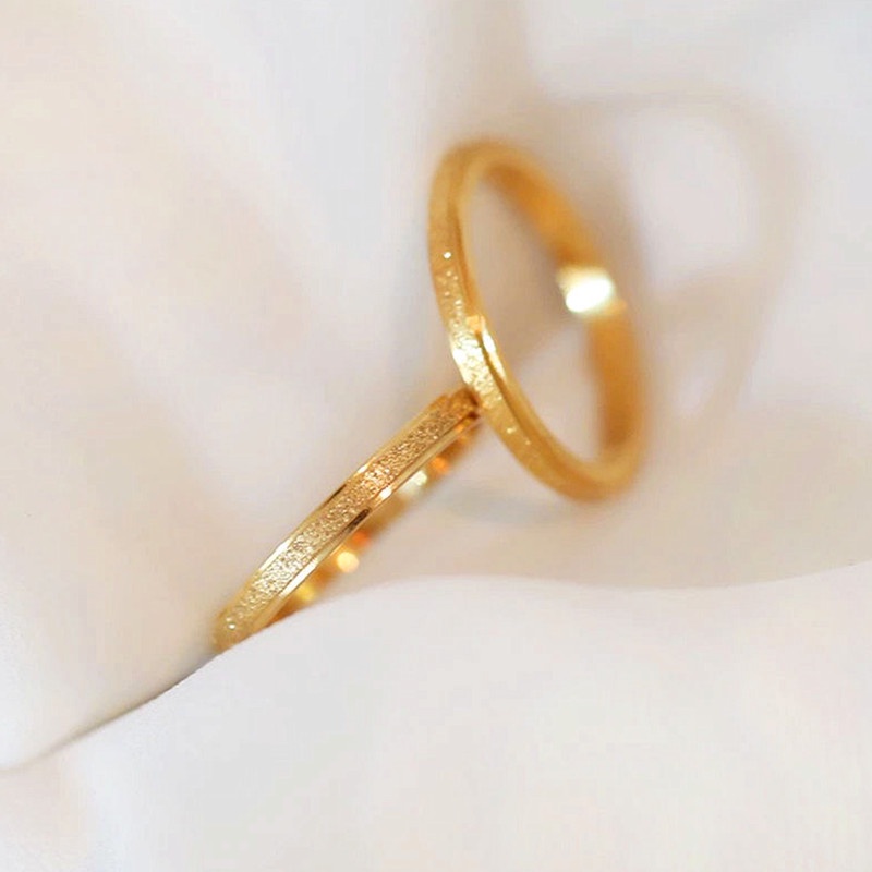 Nhẫn nữ titan không gỉ mạ vàng 18k thiết kế đơn giản phong cách ins hàn quốc