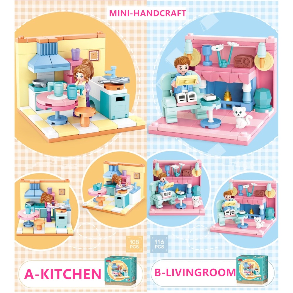 SLUBAN Set 6 Khối Đồ Chơi Mini 6 Trong 1 B0757 Cho Bé Gái