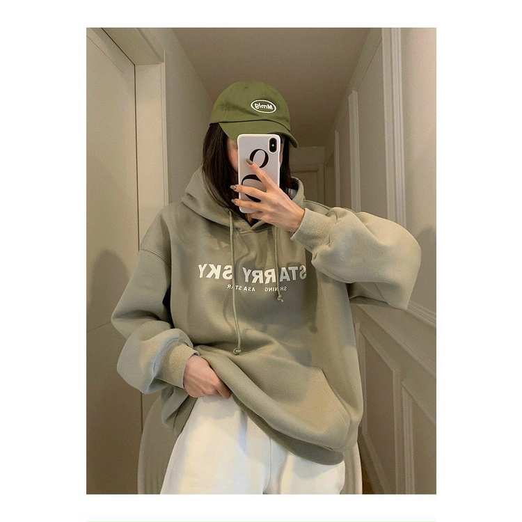 Áo Hoodie Xanh Xám Sky Stormi.st Unisex  Nỉ ngoại form rộng tay bồng kiểu dáng oversize cá tính hàn quốc đẹp