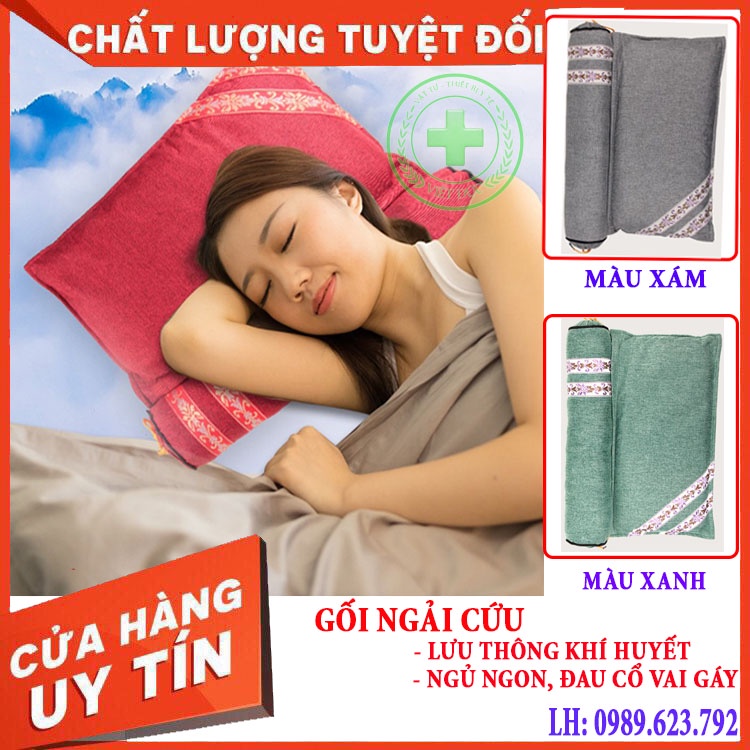 Gối ngải cứu giảm mất ngủ mỏi mệt, lưu thông khí huyết vùng cổ vai gáy