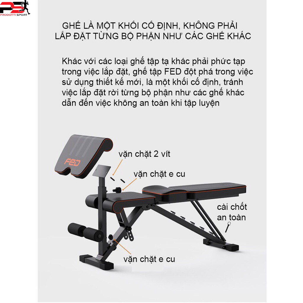 Ghế Tập Tạ Điều Chỉnh Đa Năng FED XM0117 Chịu lực 300kg