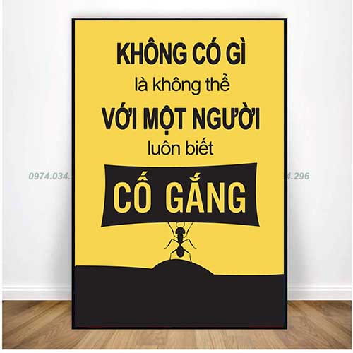 Tranh động lực làm việc tạo năng lượng tích cực làm thay đổi bản thân chất liệu canvas BH 5 năm tặng đinh treo tranh