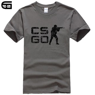 Áo thun nam tay ngắn cổ tròn in chữ CS GO csgo