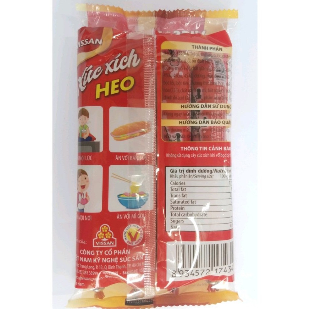 Xúc Xích Heo Dinh Dưỡng Vissan gói 160g (4 cây x 40g).